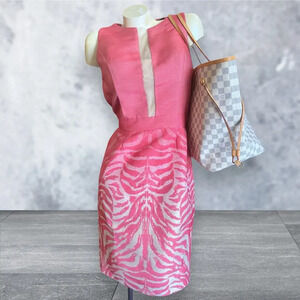Alberto Makali 90s Y2K Pink Animal Print Dress, Knee Length, Size Large (10)